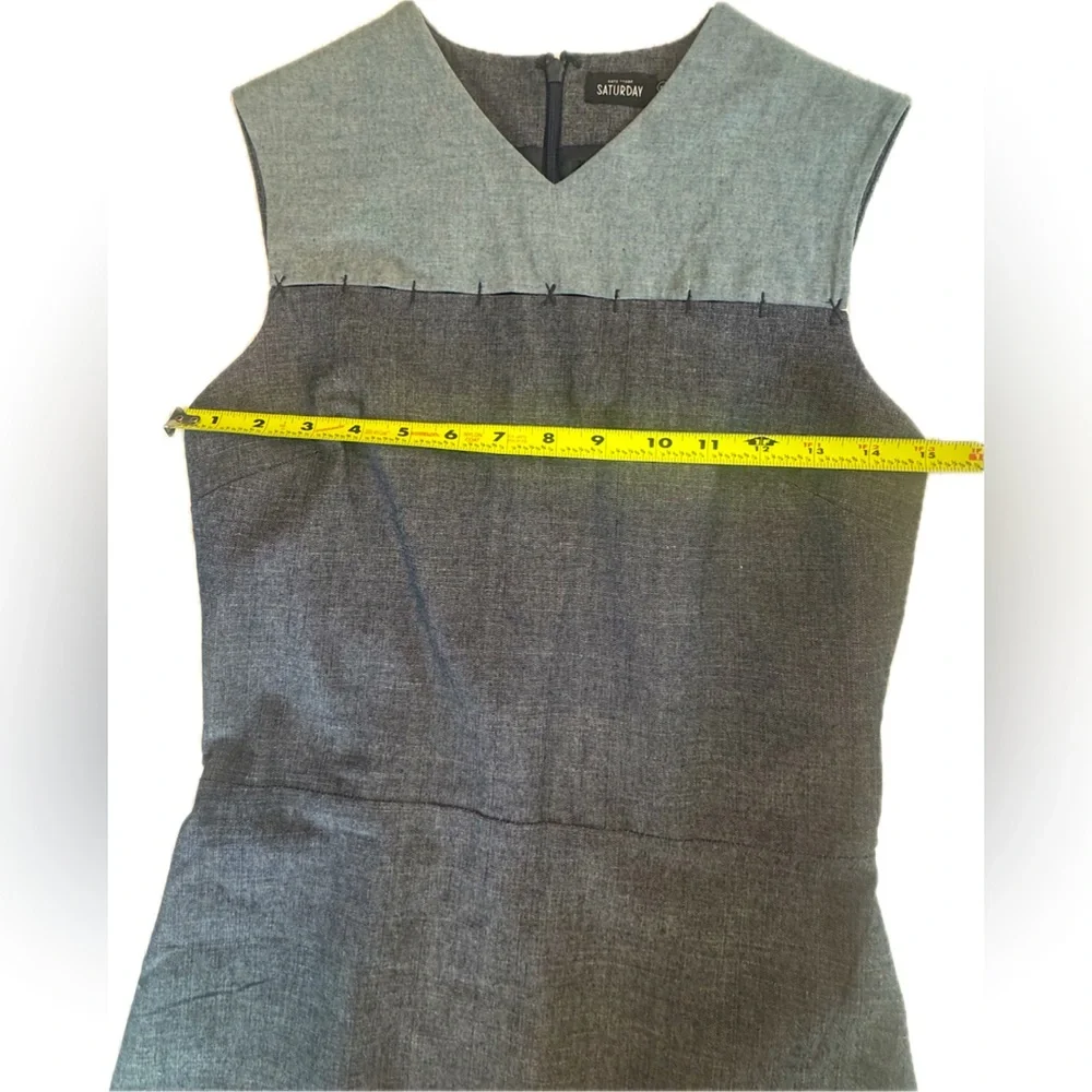 Kate Spade Saturday Sleeveless Embroidered Panel 2-Tone Chambray Dress Sz XS
